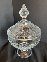 Vintage Lead Crystal Glass Candy Dish Jar Diamond Cut Glass / Footed wit... - $19.30