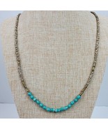 Vintage Akola Handcrafted Turquoise &amp; Gold Tone Beaded Necklace 32 Inch - $37.57 CAD