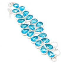 London Blue Topaz Pear Shape Handmade Ethnic Gifted Bracelet Jewelry 7-8" SA 835 - £10.38 GBP