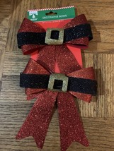 Christmas House Christmas Bow Red Glitter Santas Belt - $11.76