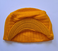 Gold Visor Beanie Square Rib Knitted Flat Top Ski Castro Cadet GI Cap - £6.05 GBP