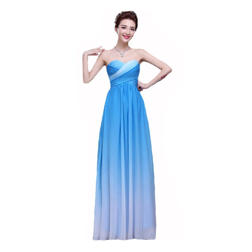 Kivary? Sweetheart Simple Criss Cross Gradient Chiffon A Line Long Prom Dresses