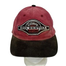 Callaway Big Bertha Golf Clubs Vtg 1990&#39;s Red Black Leather Strapback Hat Cap - £17.24 GBP