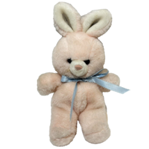 Vintage Jerry Elsner Plush Pink Easter Bunny Blue Ribbon C85 Stuffed Animal 12&quot; - £14.69 GBP