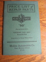 1916 Moline Knight Price List &amp; Parts Orphan Catalog, Model 50 Touring, Illinois - £46.15 GBP