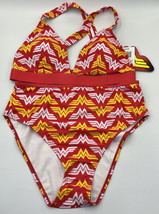 Wonder Woman Swimsuit Two Piece Bikini Small Red White Yellow High Waist - £10.44 GBP