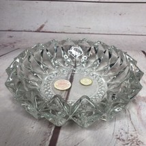 KIG Indonesia Crystal Glass Diamond Point Cut Bowl Ashtray Trinket Candl... - $30.85 CAD