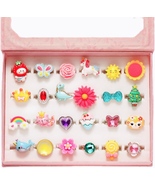 Little Girl Jewel Rings in Box, Adjustable, No Duplication, Girl Pretend... - $234.94 MXN