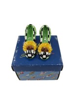 1999 Pelzman&#39;s Design for Vandor Sunflower Salt &amp; Pepper Shoe Shakers w Box - £19.80 GBP