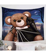 Cute and Scary Bedtime Teddy Bear and Bat Tapestry - €26,21 EUR+