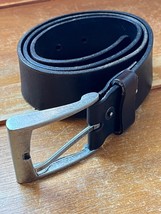 Levi’s Very Dark Brown Genuine Leather Wide Belt w Silver Nickel Colored... - $11.29