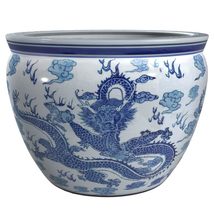 Red Lantern White Fishbowl-Size and Design, 18&quot; Diameter, Floral Blue - $355.36