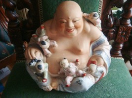 Chinese Famille Rose Porcelain Fertility Buddha Statue 11&quot; tall  x 14&quot;[2] - £176.86 GBP