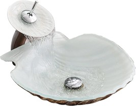 Shell Vessel Sink With Matching Faucet, Artistic Tempered Glass Sink, Bathroom - £235.07 GBP