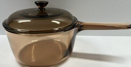 Pyrex Corning Vision Ware Amber Vintage 1.5L Glass Cooking Pot with Lid USA - $545.51 MXN