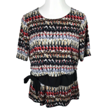 Madison Leigh Classy Shirt Blouse ~ Sz 12 ~ Multicolor ~ Short Sleeve  - £13.62 GBP