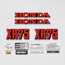 Sticker Emblems Honda XR75 XR 75 Side Cover Fuel Gas Tank Complete Red - $35.00