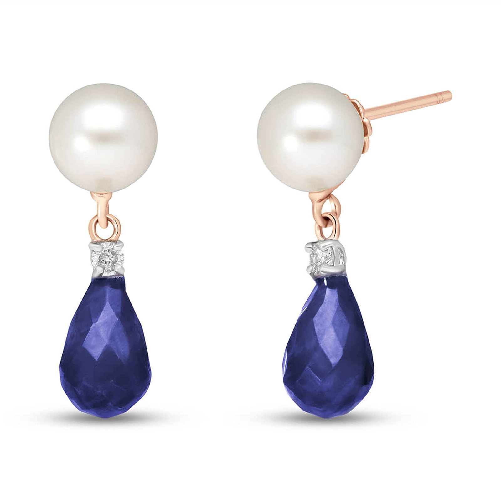 Galaxy Gold GG 14k Rose Gold Stud Earrings with Diamonds, Sapphires and ... - $365.30