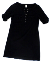 Old Navy Women&#39;s Pullover Short Mini Dress S Black Henley Round Neck - £6.97 GBP