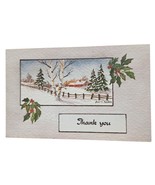 Postcard Thank You Christmas Snow Winter Scene Mailer Carrier Chrome Posted - $6.84 CAD