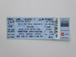 Poison Concert Ticket Stub 6/27/2001 Glam Slam Metal Jam Sandstone Complete - £6.98 GBP