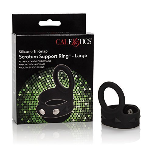 Silicone Tri-Snap Scrotum Support Ring Large Black - $11.87