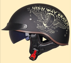 DOT Black Half Open Face Helmet Chopper Biker Cruiser &amp; Scooter Motorcyc... - £61.20 GBP