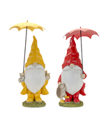 Whimsical Garden Gnome Set With Umbrellas - 21&quot; &amp; 23&quot; - £139.10 GBP