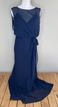 Jenny Yoo Collection NWT Sleeveless Formal Draped Maxi Dress Size 0 Navy D1 - £55.35 GBP