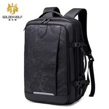 Goloen Wolf Men&#39;s Backpack 15.6 Inch Laptop Bagpack Black Expandable Mochila for - £76.76 GBP