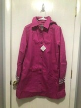 NEW Jessica London Plus SZ 12W Pink A-Line Hooded Raincoat Jacket Contrast Cuff - £20.08 GBP