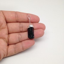 22.5 cts Natural Black Tourmaline W/Sterling Silver Stick Handmade Penda... - £9.58 GBP