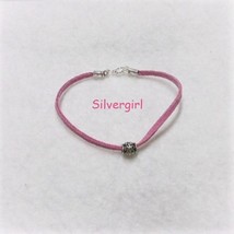 Pink Leather Bracelet With Silver Bead - £6.33 GBP