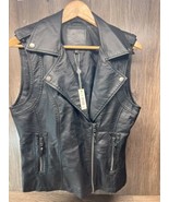 NWT Max Studio Black Faux Leather Moto Motorcycle Biker Style Vest Jacket M - £27.28 GBP