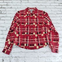 Nine And Company Blouse Womens 6 Red Geometric Fitted Button Up Career Vintage - £15.63 GBP
