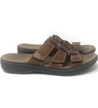 CLARKS LEISA Leather Sandals Womens 9 Adjustable Strappy Slide Ultimate Comfort - £19.98 GBP