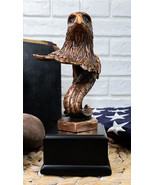 Small Majestic American Bald Eagle Head Bust Bronzed Resin Figurine 7&quot;Tall - £30.36 GBP