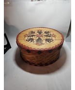 Vintage 1980s Wood 14”D Handmade &amp; Handpainted Ladies Storage Box Folks ... - $135.66 CAD
