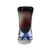 ADAM JABLONSKI Art Glass VASE 10” Purple Blue Controlled Bubble Cased Cr... - $233.73