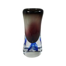 Adam Jablonski Art Glass Vase 10” Purple Blue Controlled Bubble Cased Crystal Vt - £175.56 GBP