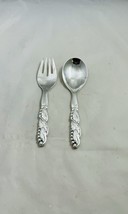 Vintage Georg Jensen Denmark Sterling Ornamental #136 Serving Fork &amp; Spoon - £549.86 GBP