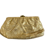 Vintage Ingber Gold Textile Evening Bag with Satin Change Purse - $180.68 MXN