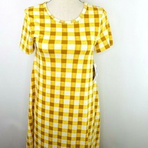 LulaRoe Women XS Jessie Dress Yellow White Plaid Gingham Flowy Pockets New - $34.99