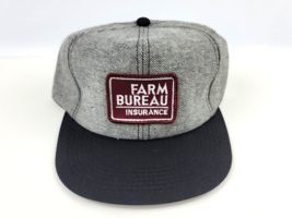 Vintage NC Farm Bureau Insurance Gray Black Denim snapback Hat New old stock - £16.27 GBP