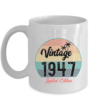 Vintage 1947 Coffee Mug 77 Year Old Retro Sunset White Cup 77th Birthday Gift - $14.80