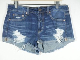 American Eagle Booty Shorts Jean Cut Off Tomgirl Shortie 8 Distressed Denim - £7.97 GBP