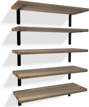 Richer House Floating Wall Shelves, Rustic Wood Bathroom, Carbonized Brown - £31.16 GBP