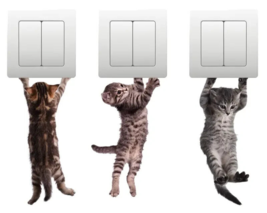 3 Kitten Patterns, Self-adhesive Detachable Wall Stickers Light Switch S... - £4.59 GBP