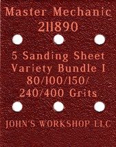 Master Mechanic 211890 - 80/100/150/240/400 Grits - 5 Sandpaper Variety Bundle I - £3.92 GBP