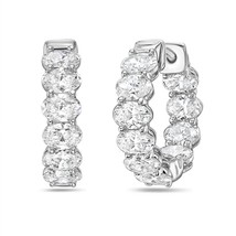 Diana M Jewels Women's Lab Grown Oval Diamond Huggie Hoops Earrings Size 0.50" - €1.487,28 EUR